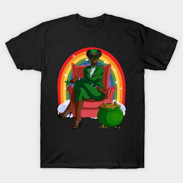 African American Female Leprechaun St. Patrick's Day T-Shirt by Noseking